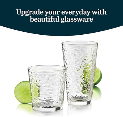 Libbey Yucatan Textured Tumbler & Rocks Drinking Glasses Set of 16 | Jumbo - Image 2