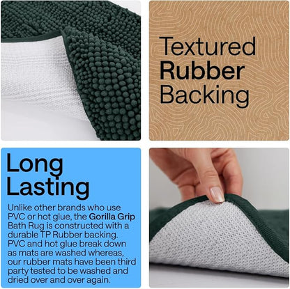GORILLA GRIP Bath Rug Mat 36x24, Thick Soft Absorbent Chenille, Quick Dry - Image 3