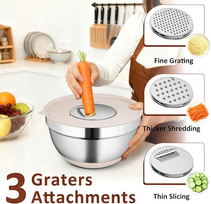9 Pack Mixing Bowls with Airtight Lids Set, Stainless Steel Mixing Bowls with - Image 4