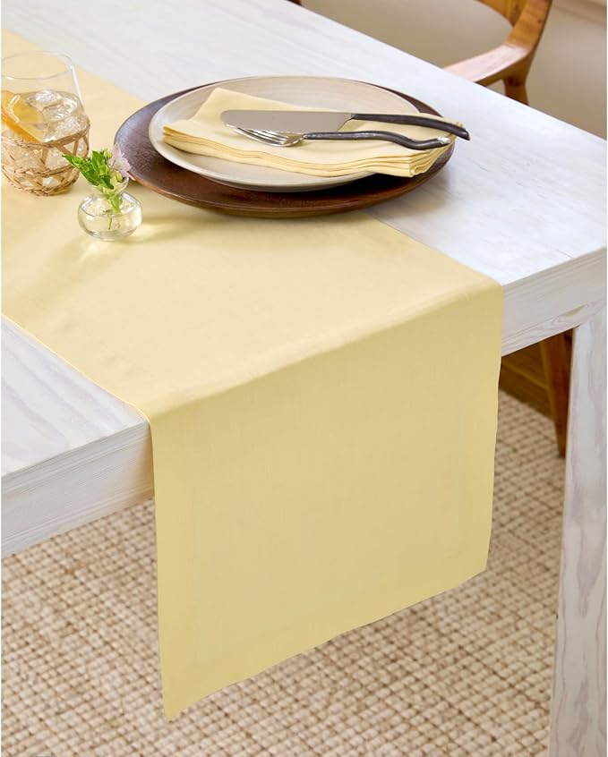 Solino Home 100% Linen Dining Table Runner Golden Straw, Fete 14 x 72 in | - Image 2