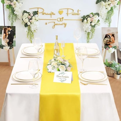Yellow Table Runners 20 Pack 12x108 inch Silk Satin Smooth Fabric | Satin Table - Image 3