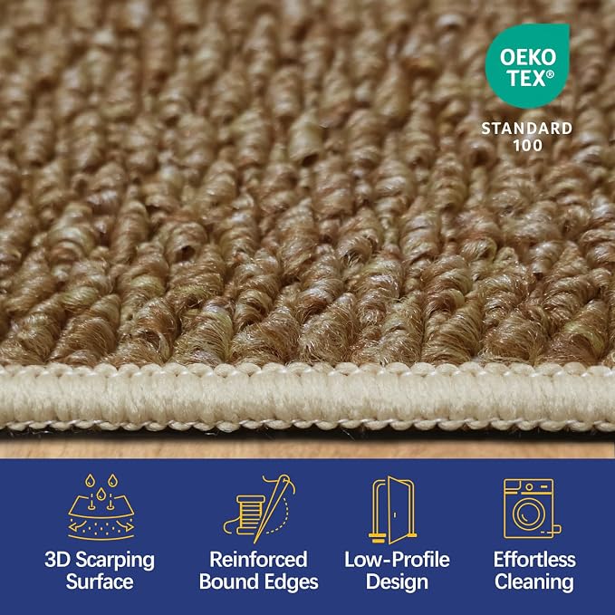 Dirt Trapping Door Mat 20x32, Taupe Faux Jute Entryway Rug | Low-Profile - Image 5