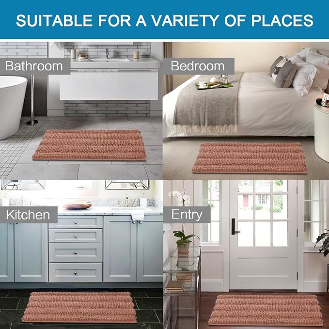 H.VERSAILTEX Bath Rugs for Bathroom Non Slip Bath Mats Extra Thick Chenille - Image 6
