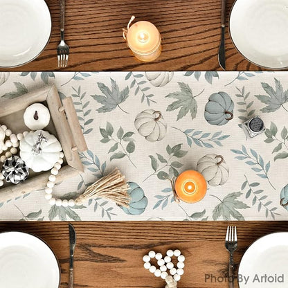 Artoid Mode 210 GSM Fall Table Runner 13x36 Inch Home Party Decor | Blue - Image 4