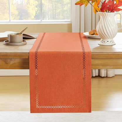 Orange Burlap Table Runner, Fall Table Runners 108 inches Long | Double Layer - Image 5