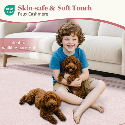 Pink Rugs for Bedroom Girls, 5x7 Washable Non Slip Area Rugs for Living Room - Image 6
