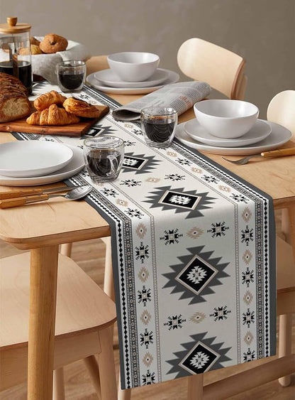 Boho Table Runners 60 Inches Long, Abstract Southwestern Kitchen Dining Tables - Image 3