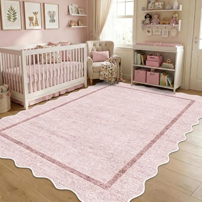 GarveeHome Scalloped Living Room Rug 5x7 Area Rug Washable Area Rug by GarveeHome