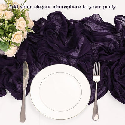 10 Pack Dark Purple Cheesecloth Table Runner 6FT Boho Gauze Fabric Table Runner - Image 5