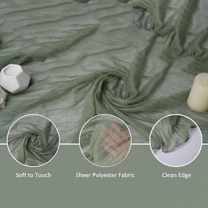 Cheesecloth Table Runner 6 Pack Sage Green and Dark Green, Boho Gauze Table - Image 6