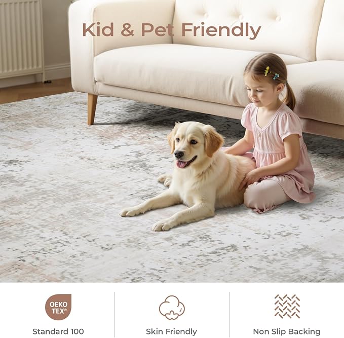 3x5 Area Rug Non-Slip, Machine Washable Soft Low Pile Small Rugs - Image 4