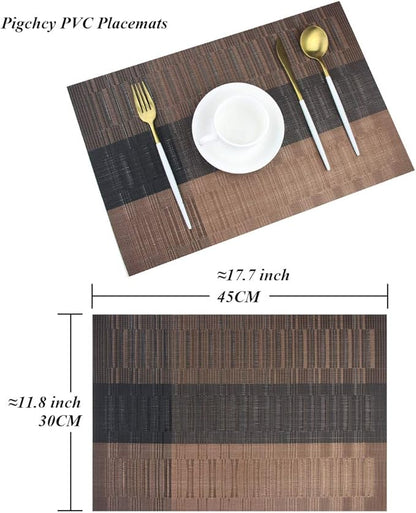 PIGCHCY Placemats Set of 8 Washable Durable Placemat Vinyl Heat Resistant - Image 2
