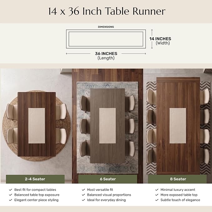 Solino Home 100% Pure Linen Dining Table Runner Ivory Hemstitch, 14 x 36 in | - Image 3