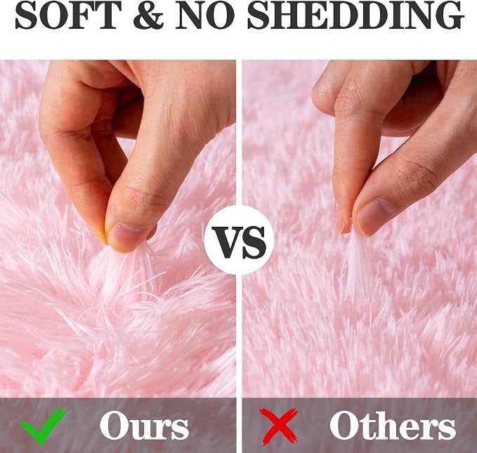 Round Fluffy Pink Rug for Bedroom, 8Ft Large Fuzzy Shag Circle Area Rug for - Image 7