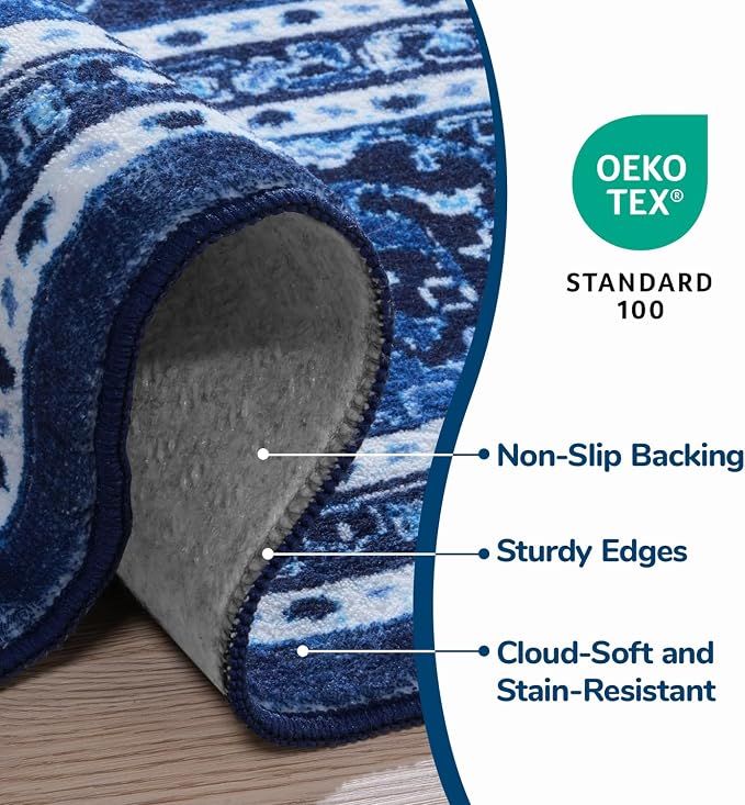 Lessymo 2 x 6 Runner Rug- Machine Washable Area Rugs Boho Faux Wool Low Pile - Image 7