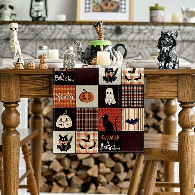 Artoid Mode 210 GSM Halloween Table Runner 13x36 Inch Home Party Decor | Black - Image 2
