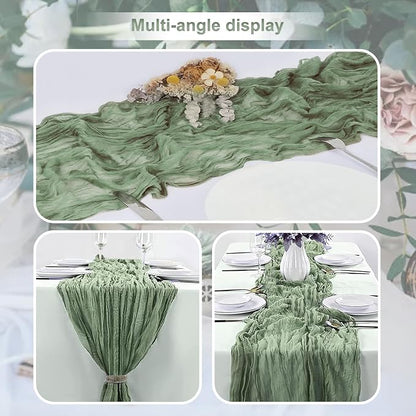 10 Pack Sage Green Cheesecloth Table Runner 35x120 Inch 10Ft Rustic Gauze - Image 5