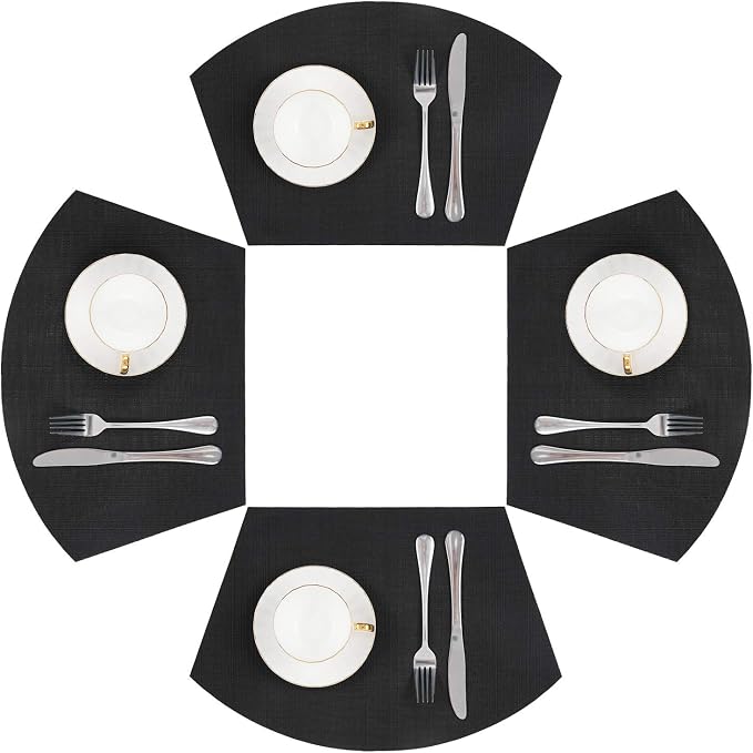 SHACOS Small Round Table Placemats Wedge Placemat Set of 4 Non Slip Heat by SHACOS