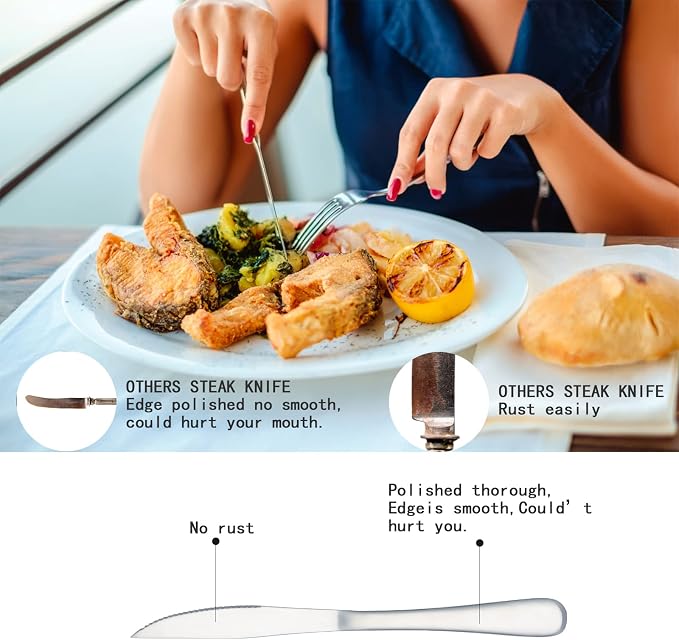 SANTUO Steak Knife and Dinner Fork Set, 24-Piece - Image 6