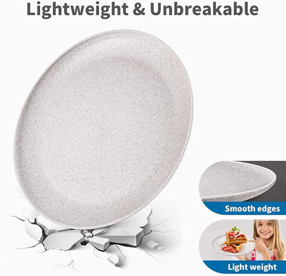 MISS BIG Wheat Straw Plates Set of 8, 10 Inch Dinner Plates, BPA Free | - Image 2