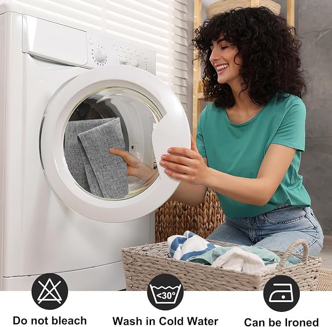 Faux Cotton Linen Placemats Set of 6, Cloth Washable Farmhouse Dining Table Mats - Image 6