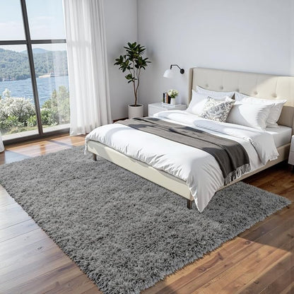 8x10 Area Rugs for Living Room Rug: Soft Fluffy Shag Light Gray Rugs for Bedroom - Image 2