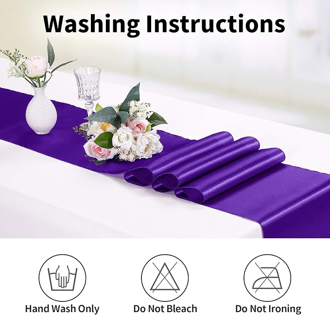10-Pack Satin Table Runner Purple 12 x 108 inches Long, Table Runners - Image 6