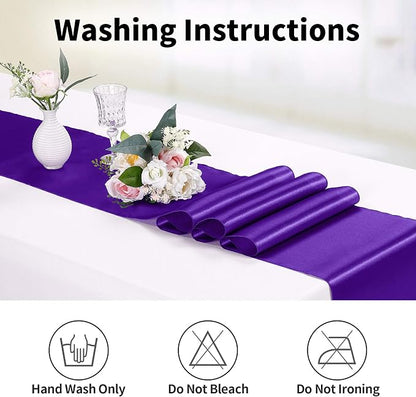 10-Pack Satin Table Runner Purple 12 x 108 inches Long, Table Runners - Image 6