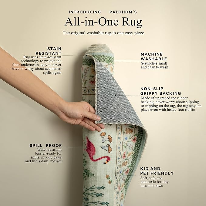 4x4 Round Bedroom Rug Washable: Living Room Rug Stain Resistant Non Slip Low - Image 4