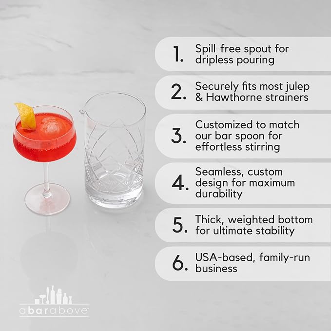 A Bar Above Cocktail Mixing Glass, Diamond Cut Stirring Pitcher, 18 Oz - Image 3