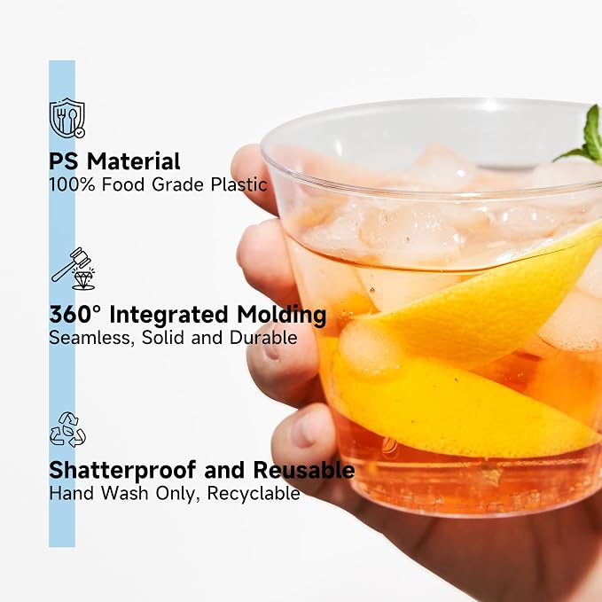 RACETOP 9 oz 50 packs Clear Disposable Plastic Cups, Durable Plastic Cups - Image 4