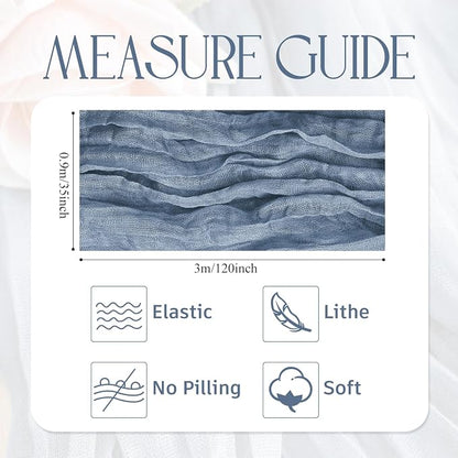 Cheesecloth Table Runner Dusty Blue 10FT Boho Gauze, 3 Pack | 120 Inch Cheese - Image 2