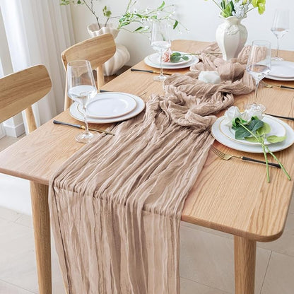 Cheesecloth Table Runner 10FT 12Pcs Nude Pink Boho Gauze Sheer Runners | Cheese - Image 6