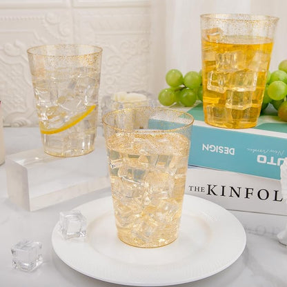 I00000 200 Pack 12 oz Gold Glitter Plastic Cups, Disposable Plastic Wine - Image 7