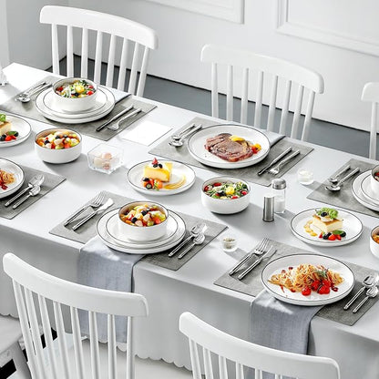 MALACASA 18 Pcs Porcelain Plates and Bowls Sets, Dinnerware Set - Image 9