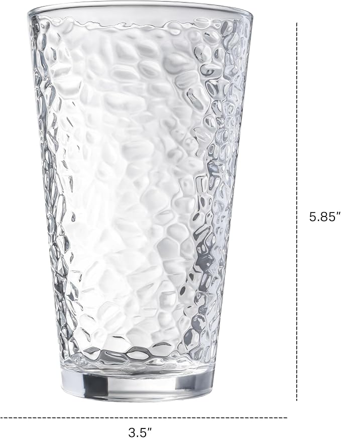 Le'raze Set of 10 Hammered Glass Cups, Dishwasher Safe, Freezer Safe, Non Slip - Image 7