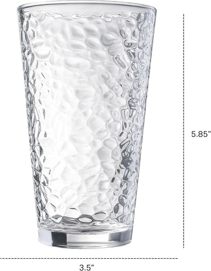 Le'raze Set of 10 Hammered Glass Cups, Dishwasher Safe, Freezer Safe, Non Slip - Image 7