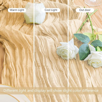 Cheesecloth Table Runner 10FT 3Pcs Sand Boho Gauze Rustic Sheer Runners | - Image 5