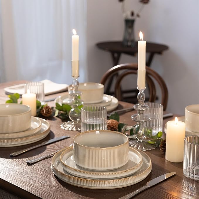 Famiware Star Stoneware Dinnerware Set, Reactive Glaze Plates & Bowls - Image 9