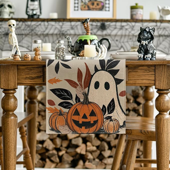 Artoid Mode 210 GSM Halloween Table Runner 13x72 Inch Home Party Decor | Leaves - Image 2
