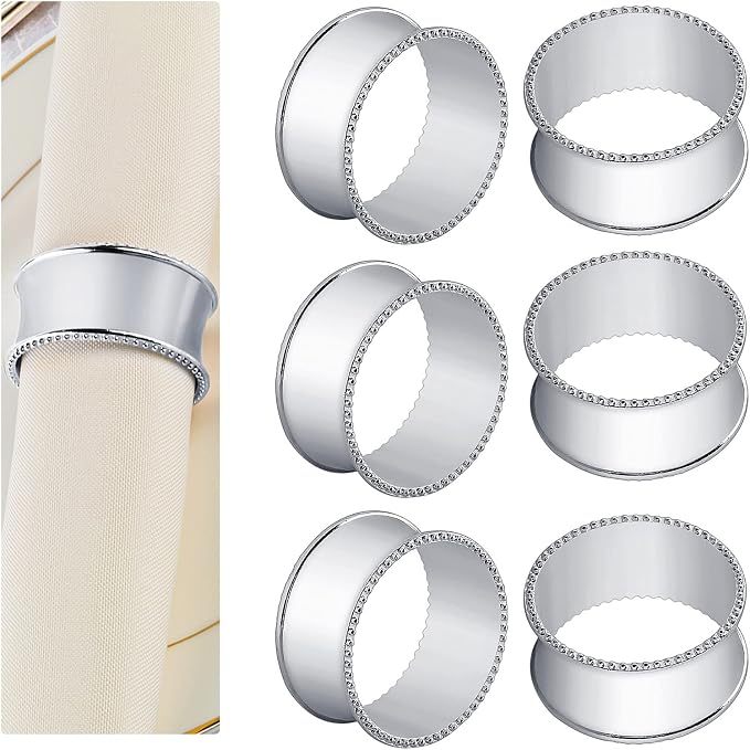 12 Pcs Stainless Steel Bead Side Napkin Rings by frjjthchy