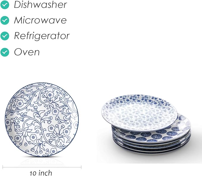 Selamica 10 inch Porcelain Dinner Plates, Large Size Ceramic Plates - Image 2