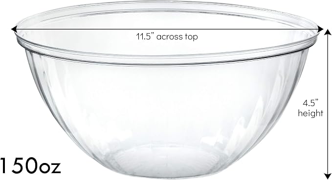 Reusable 150 Ounce Round Crystal Clear Plastic Bowls - Image 2