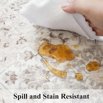 8x10 Living Room Rug for Family- Washable Oriental Stain Resistant Rugs for - Image 6