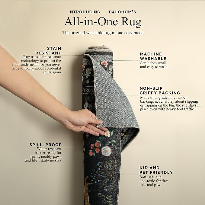 6x9 Area Rugs for Living Room: Washable Rug Vintage Rugs Stain Resistant Non - Image 4