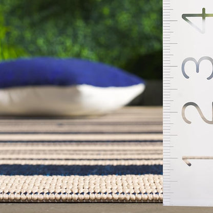 SAFAVIEH Courtyard Collection 2'3' x 18' Navy/Beige CY6062 Stripe Indoor/ - Image 4