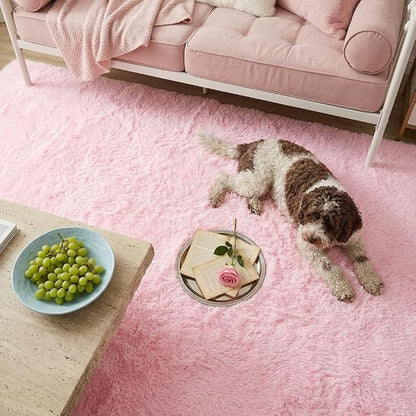Mugorn Pink Fluffy Soft Rugs for Girls Bedroom, 9x12 Ft Large Shaggy Area Rugs - Image 7