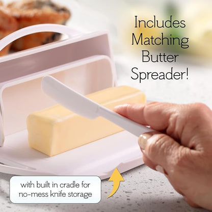Flip Top Butter Dish with Attached Lid & Matching Knife, 2 Pack - Image 3
