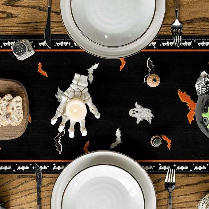 Artoid Mode 210 GSM Halloween Table Runner 13x108 Inch Home Party Decor | - Image 3