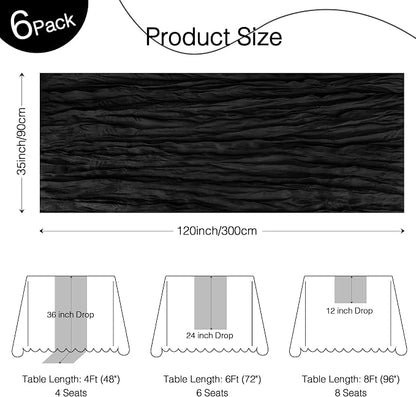 12 Pack Black Cheesecloth Table Runner Boho Gauze Black Decor | 120 Inch Sheer - Image 2